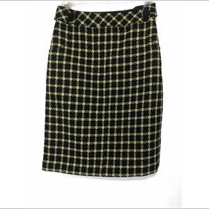 Carlisle Black Yellow Wool & Silk Pencil Skirt 4